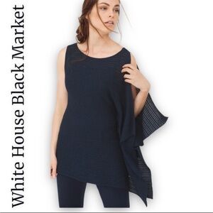 White House Black Market Metallic Knit One Shoulder Top Petite XS Asymmetrical